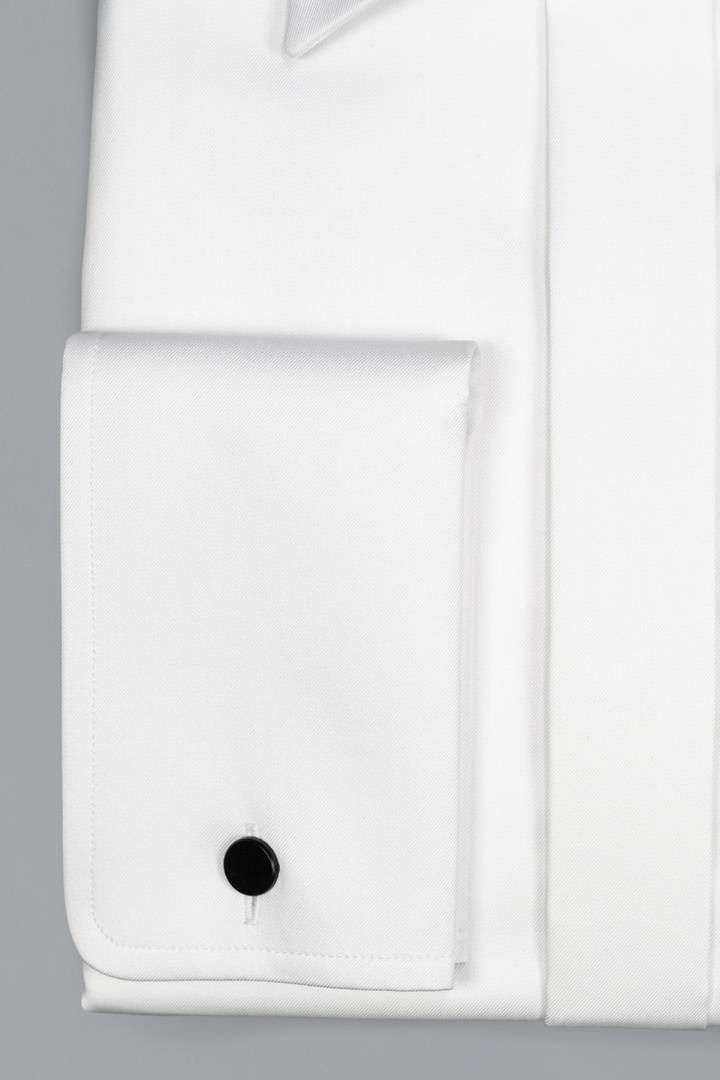 Biała formalna koszula z krytą plisą