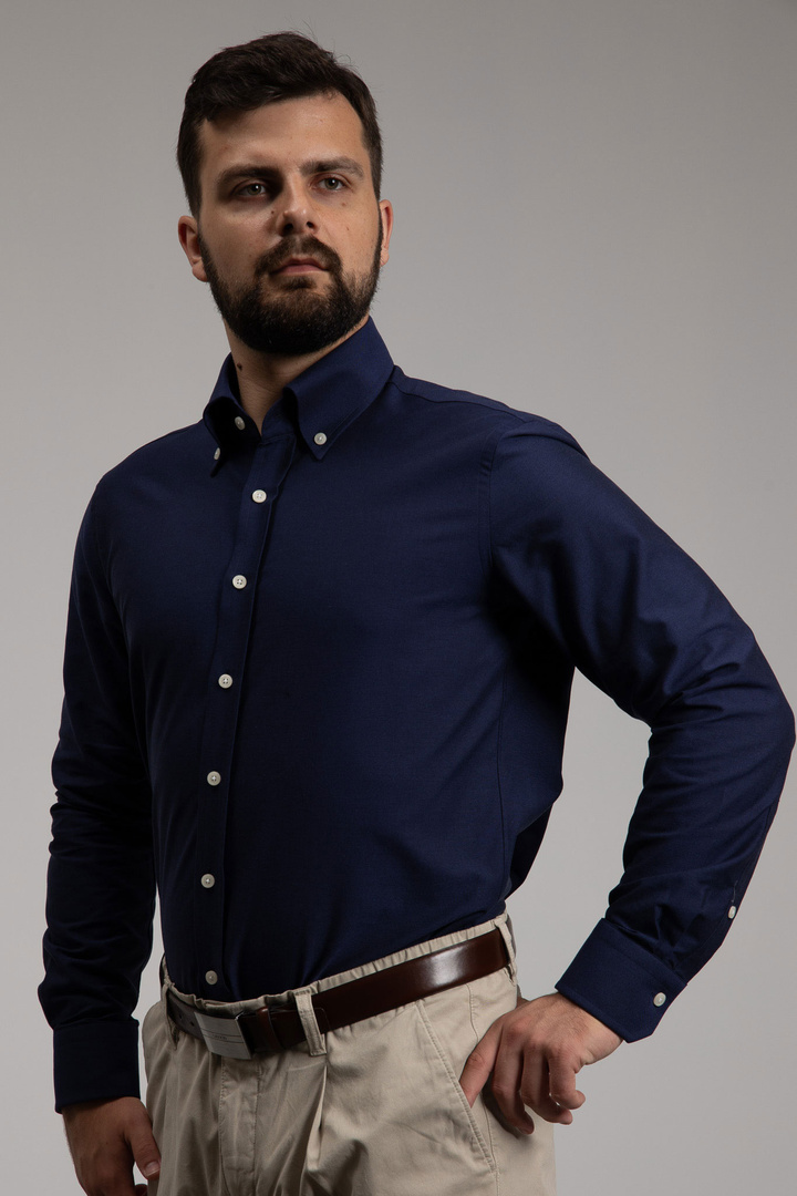 Bawełniana Granatowa męska koszula Oxford