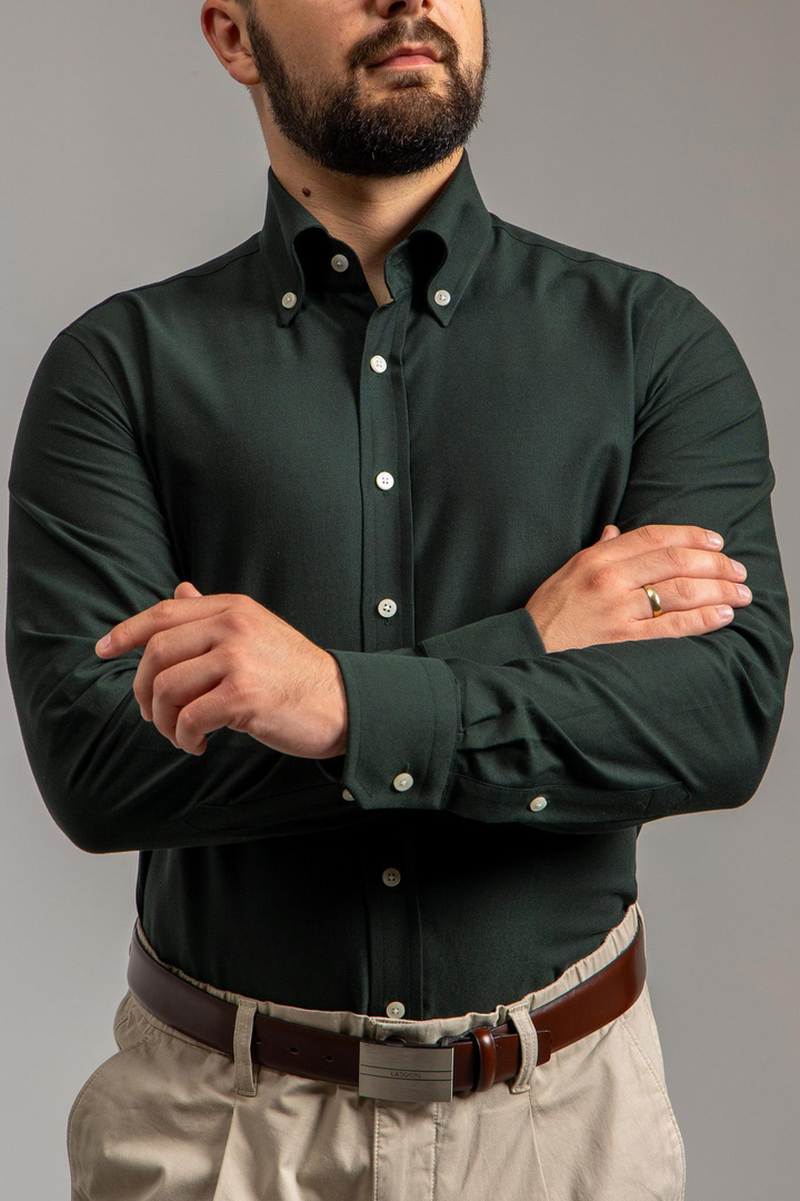 Bawełniana Ciemnozielona męska koszula Oxford
