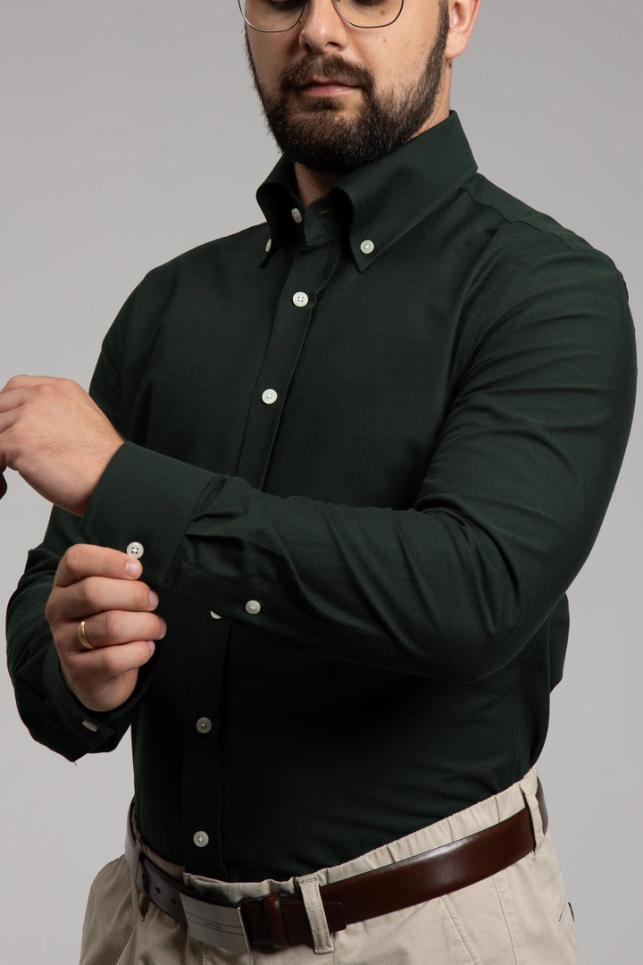 Bawełniana Ciemnozielona męska koszula Oxford