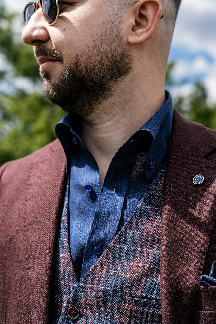 [PREORDER] Granatowa lniana koszula button down Martin&Moore x Dandycore