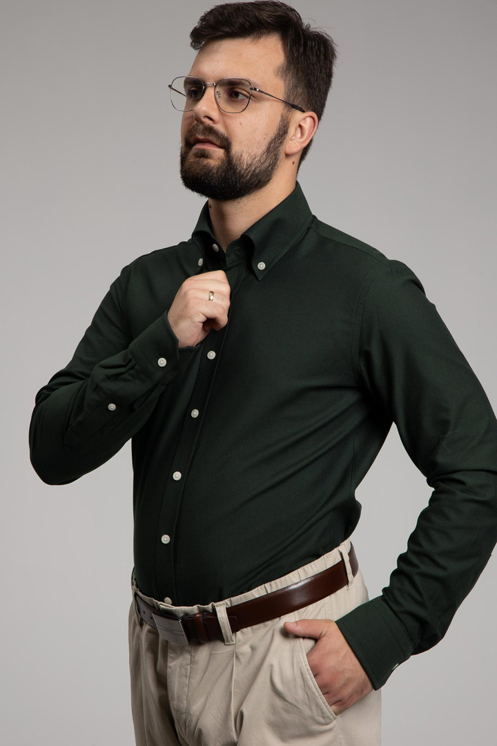 Bawełniana Ciemnozielona męska koszula Oxford