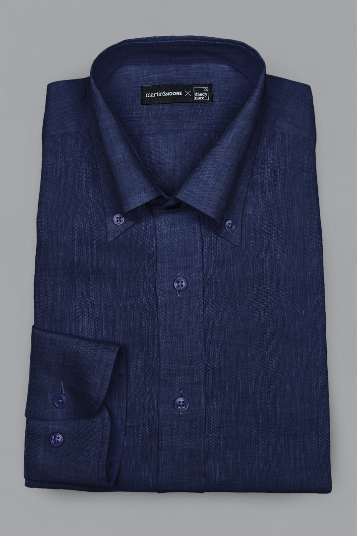 [PREORDER] Granatowa lniana koszula button down Martin&Moore x Dandycore