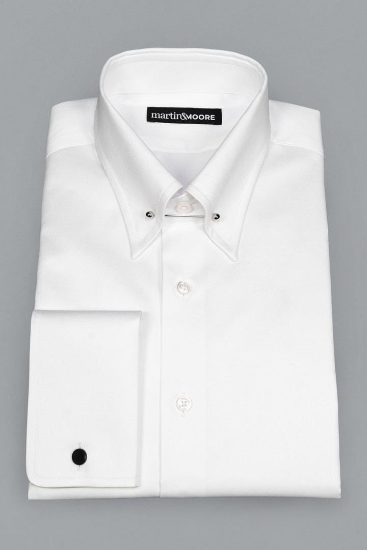 Biała formalna koszula pin collar