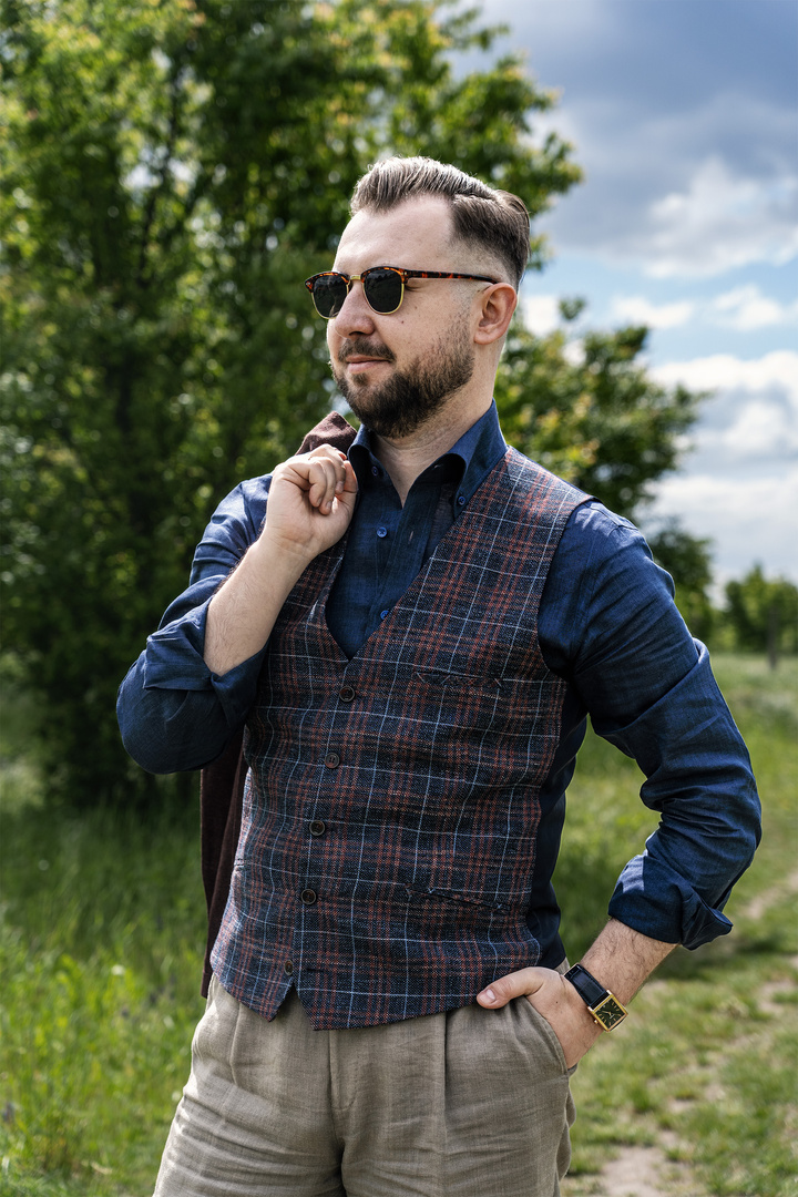 [PREORDER] Granatowa lniana koszula button down Martin&Moore x Dandycore