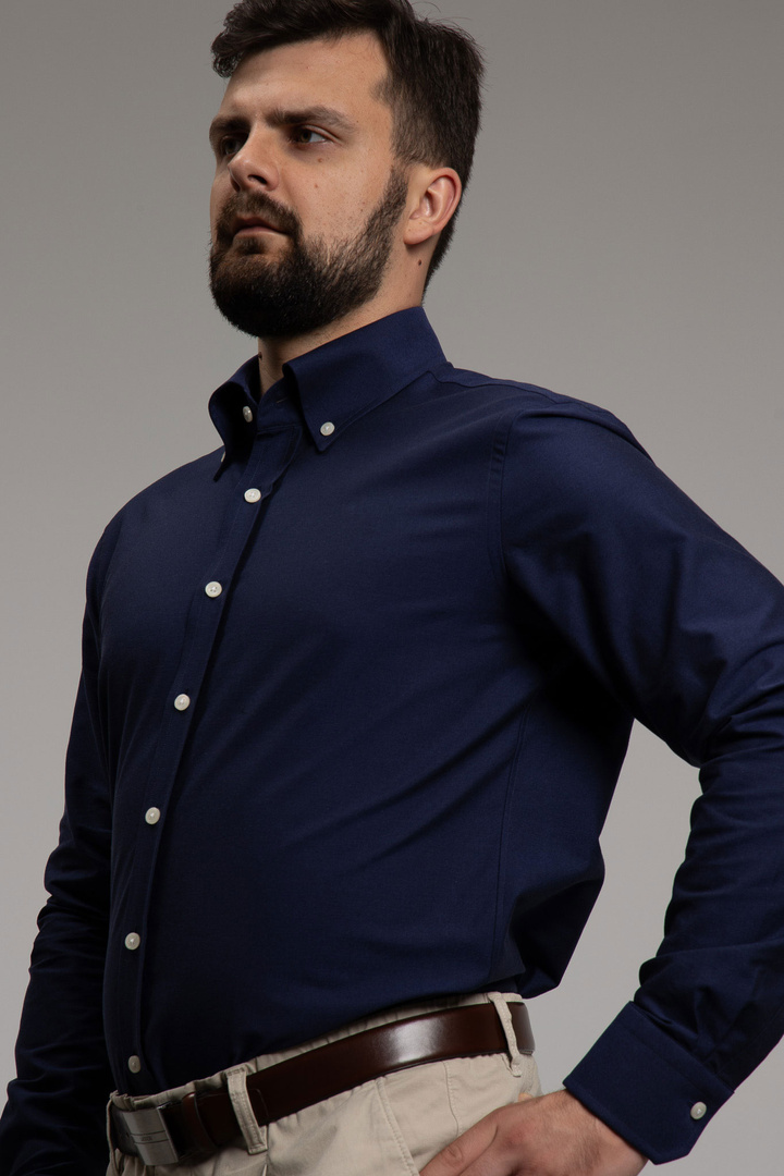 Bawełniana Granatowa męska koszula Oxford