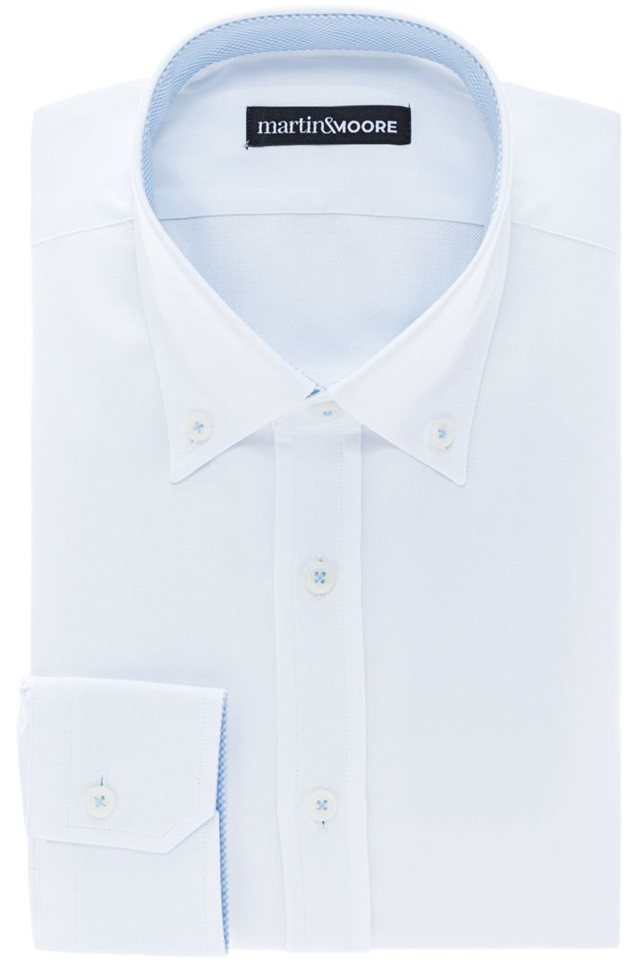 Biała koszula z błękitnym kontrastem