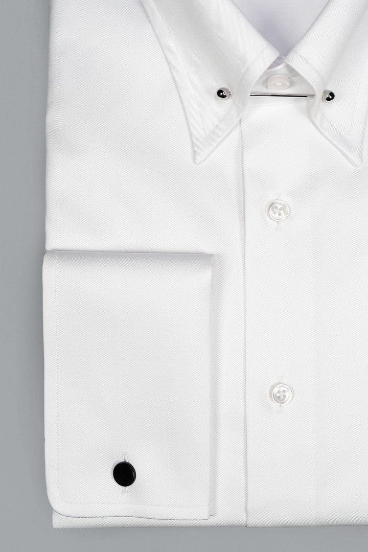 Biała formalna koszula pin collar