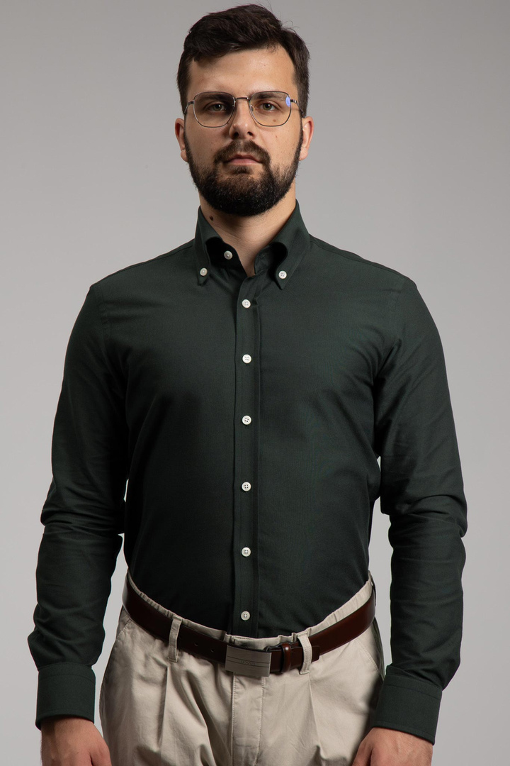Bawełniana Ciemnozielona męska koszula Oxford