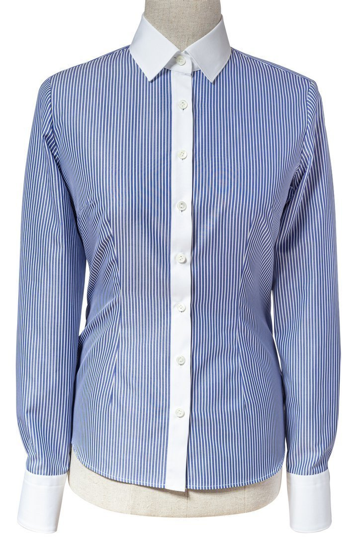 Granatowa koszula damska w paski