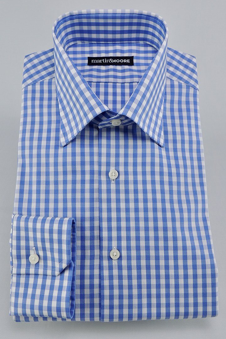 Bawełniana koszula w niebieską kratę o splocie poplin