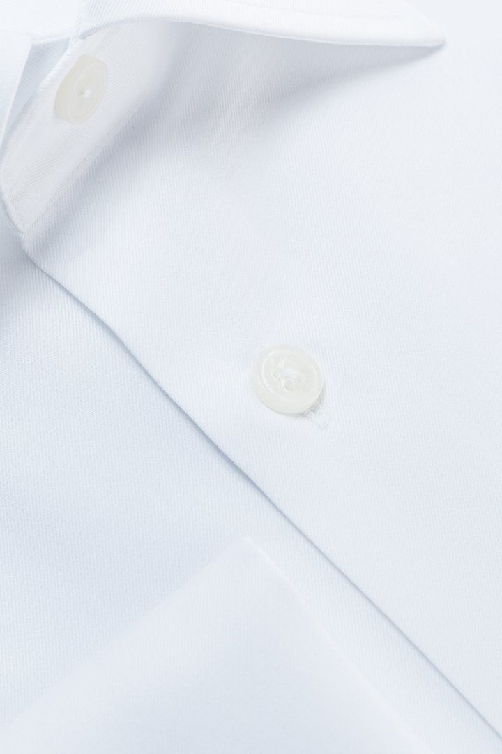 Biała formalna koszula na spinki z bawełny Twill